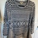 One World Black and white asymmetrical hem aztec soft lightweight sweater Size Small Photo 0