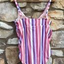 Isabel Maternity  one-piece swimsuit pink purple white  stripes size large Photo 5