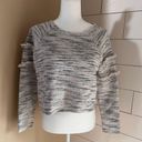 Billabong  Sweater Pullover Womens  Gray White Fringe Sleeves Size M Photo 0