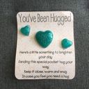 Set/3 “You’ve Been Hugged” Sparkly Talisman Gift Stones, Teal Blue Green Photo 0