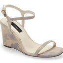 Anthropologie NEW  Camo Suede Barely There Minimalist Midi Wedge Sandal Heels 10 Photo 0