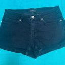 Bebe  super short black jean shorts 28 Rhinestone Logo Butt Photo 0