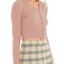 Love Tree  Pink Ribbed Knit Cropped Cardigan Long Sleeve Sweater ~ Women's SMALL Photo 2