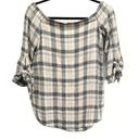 Club Monaco  Plaid Off Shoulder Wool Blend Blouse Size 2 Photo 0