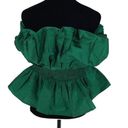 Majorelle  Revolve Women’s Lined Ruffled Smocked Waist Strapless Blouse Green Lar Photo 4