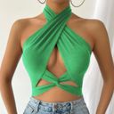 SheIn Green Cross Top Photo 0