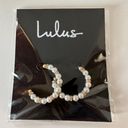 Lulus Pearl Rhinestone Hoop Earrings Photo 0