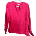 Habitual  Top Womens Small Coral Split Neck Popover Sheer Long Sleeve Blouse Photo 0