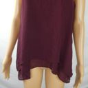 White House | Black Market  WHBM Woven Overlay Knit Tank Top Blouse Small Burgundy Photo 4