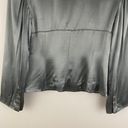 Bebe Vintage Y2K Silver Grey Satin Button Up V Neck Collared Blazer Jacket Photo 10