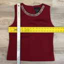 Cynthia Rowley Red with Diamond Gem Rimmed Round Neck Sleeveless Zip Back Top S Photo 9