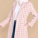 Aura  It's A Look Light Pink Plaid Coat Tie Double Breast Pearl Button M J NWT Photo 0