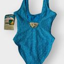 Newport News VTG Sun Streak  Swimsuit 90s 1990s NWT Textured High Cut Blue 12 Photo 4