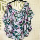 Terra & Sky  Floral and Fronds square neck ruffle sleeve blouse Size Plus 4X Photo 2