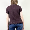 The Loft Vintage y2k Brown Crochet Knit Velvet Ribbon Shrug Cardigan Sweater Photo 1