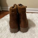 Universal Threads Brown Faux Suede Faux Fur Lined Lace Up Combat Boots Photo 2