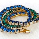 Vintage Blue  and Green Rhinestone Circles Brooch Pin Photo 5