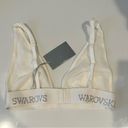 SKIMS  x Swarovski Cotton Rib Crystal Plunge Bralette Marble White Small NEW Photo 3