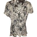 Notations  Floral Ruffled Blouse Metallic Geometric Formal Everyday Photo 0