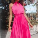 Petal and Pup  Dominique Hot Pink Satin Pleated Maxi Dress 4 Photo 1