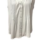 BCBGMAXAZRIA  Womens Blouse Solid Gray Sleeveless Button Front Tuck Pleated S Photo 2