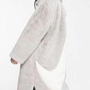 Nike  NWT Sportswear Swoosh Faux Fur Iron Grey White Long Coat Size Large Photo 0