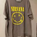 Nirvana  Gray Yellow Giant Smiley Face Oversized Short Sleeve T-shirt 2XL Photo 1