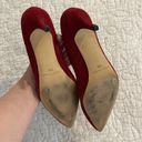 Marc Fisher Heels Red Velvet Suede Shoes Size 8.5 US 3” Heel Valentines Day Photo 5