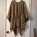 V. Fraas  Plaid Check Checkered Poncho Wrap Fringe Cozy Wrap Warm Oversized Photo 3