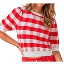 The Moon Day +  red white plaid knit cropped sweater size Large NEW Photo 0