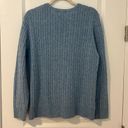 L.L.Bean  Lambs Wool Blend Button Down Cable Knit Cardigan Sweater Size XL Blue Photo 1