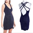 Midnight Doll  V-Neck Strappy Back Glitter Ruched Bodycon Dress Navy 3 Junior NWT Photo 1