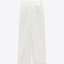 ZARA NWT  WOMEN NEW WIDE LEG PANTS WITH DARTS High-waisted OYSTER WHITE 3069/566. Size Medium Photo 4