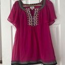 ECI  pink flowy patterned blouse size small Photo 0