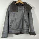 ZARA  Sherpa Double Face Jacket Buckle Biker Coat Size Medium Photo 3