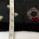 Croft & Barrow VTG  Womens Ramie Blend Christmas Zip Sparkly Sweater Size L Black Photo 9