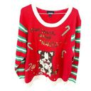 Joe Boxer Ugly Christmas Sweater Red Puppy Sequins Dear Santa Define Naughty Sz 2X Photo 0