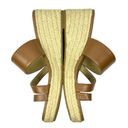 Michael Kors  Sidney Mid Wedge Espadrille Leather Sandal 7.5 M Brown Tan Logo Photo 5