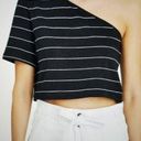 The Range  Striped Bare Shoulder T-Shirt Crop Top Horizontal Stripe Black Size XS Photo 0