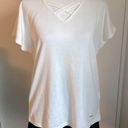 Nine West  Women’s White Criss Cross Lightweight Sweatshirt Cap Sleeve Tee Photo 0