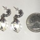 Brighton  Vintage Silver Tone Clear CZ Heart Boho Pierced Earrings Photo 2