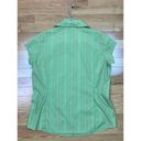 Mountain Hardwear  Striped Short Sleeve Button Front Blouse Size 10 Green Outdoor Photo 5