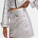 Coach Metallic Silver Leather Mini Skirt Photo 0