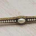 The Bar Vintage Faux Pearl Brooch Pin Gold Tone Victorian Revival Art Deco Photo 0