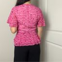 Tanya Taylor  Silk Pink Floral Printed V Neck Wrap Blouse Size 6 Photo 2