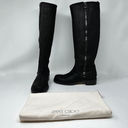 Jimmy Choo  Doreen Rugged Leather Knee High Zipper Detail Boots Shoes Black 8.5 Photo 0