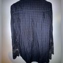 Max Studio  blue and black plaid shirt lace and embroidered sleeves size small P Photo 1