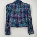 Doncaster Vintage 80s  Silk Multicolored Crop Blazer Size 6 Statement Gold Button Photo 5