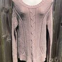 Old Navy  Medium Cable Knit Sweater Top Tan Pullover Round Scoop Long Sleeve Neck Photo 0