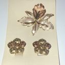 Bordeaux  Brand Vintage Satin Silver & Gold Tone Brooch Pendant & Earrings Set Photo 1